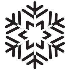 Snowflakes black and white shapes lines winter season decoration illustration