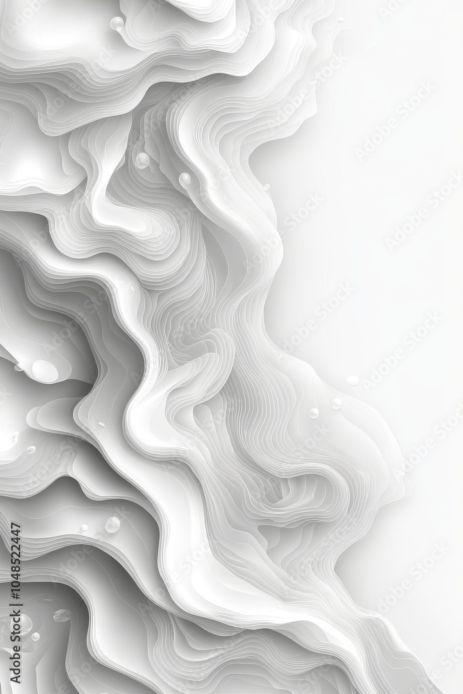 Aufkleber abstract white wave pattern with fluid lines, creating a subtle and tranquil mood.