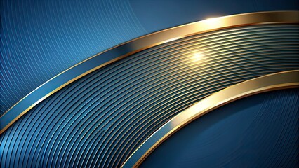 Elegant minimalist blue abstract backdrop with golden arc lines, perfect for luxury business presentations. Enhance your designs with a modern geometric aesthetic and professional appeal.