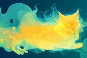Obraz premium Mystical Cat in a Swirling Mist