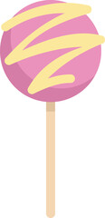 Delicious pink cake pop with yellow drizzle, representing sweet treats and bakery delights