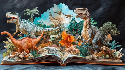 Colorful 3D Dinosaur Pop-Up Book Display