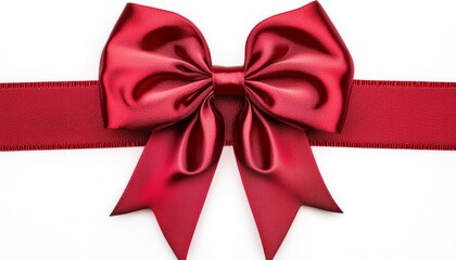 Fototapeta premium A vibrant red satin bow tied around a ribbon, perfect for gift wrapping or decoration.
