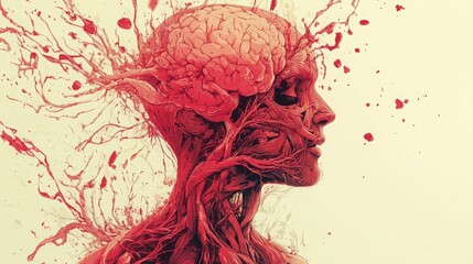 Fototapeta premium Stylized Anatomical Drawing of Human Cardiovascular System