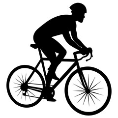 Obraz premium a cyclist silhouette vector on a white background