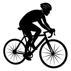 Obraz premium a cyclist silhouette vector on a white background