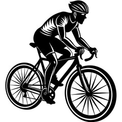 Obraz premium a cyclist silhouette vector on a white background