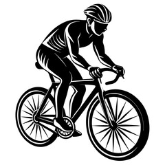 Obraz premium a cyclist silhouette vector on a white background