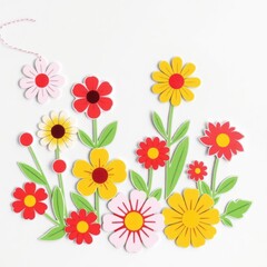 Set of garden flowers cut out