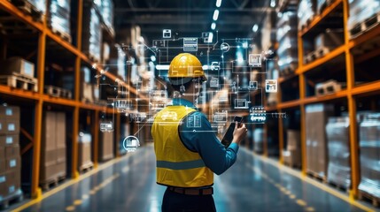 Innovative warehouse manager using digital tools for inventory management in a busy storage facility