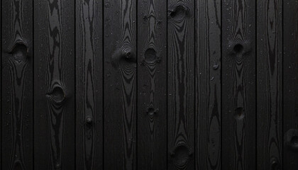 Fototapeta premium Vertical black wooden wall with natural grain and knot details