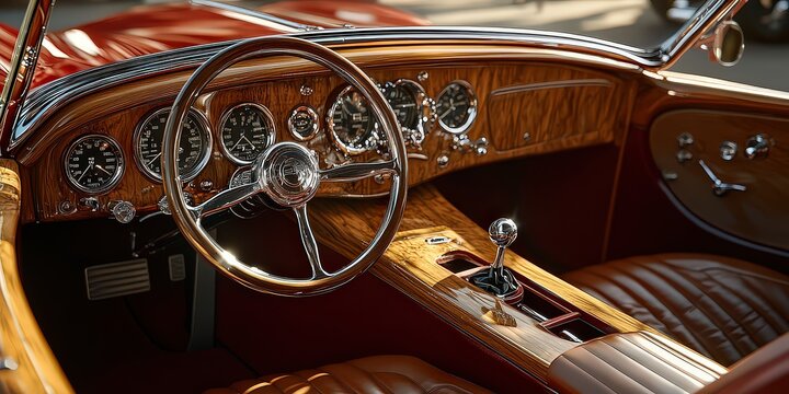 アンティークな部屋/ interior objects/ classic car Interior of a 1958 Buick Limited Classic Car Editorial Stock