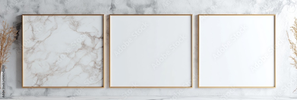 Poster minimalist geometric frame set, three distinct designs featuring a clean white border and transparen