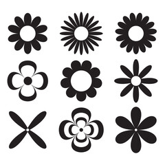 Flower icon. black flower icon. simple flower icon collection. vector illustration.