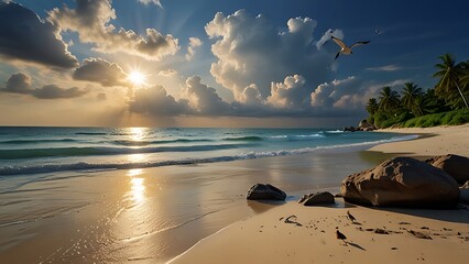 sunset on the beach, nature, beautiful nature, beachside,  