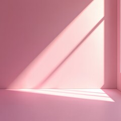 Minimalist Pink Room Interior with Sunbeams and Window Light.