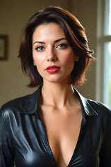 portrait of a mature woman with black shirt © Bruno