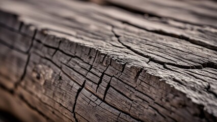Obraz premium Close-up of cracked weathered wood with bokeh effect