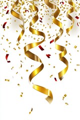 Obraz premium Festive Celebration with Confetti and Golden Ribbons