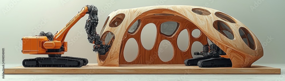 Aufkleber a futuristic robotic structure with organic curves is displayed, showcasing advanced technology in a