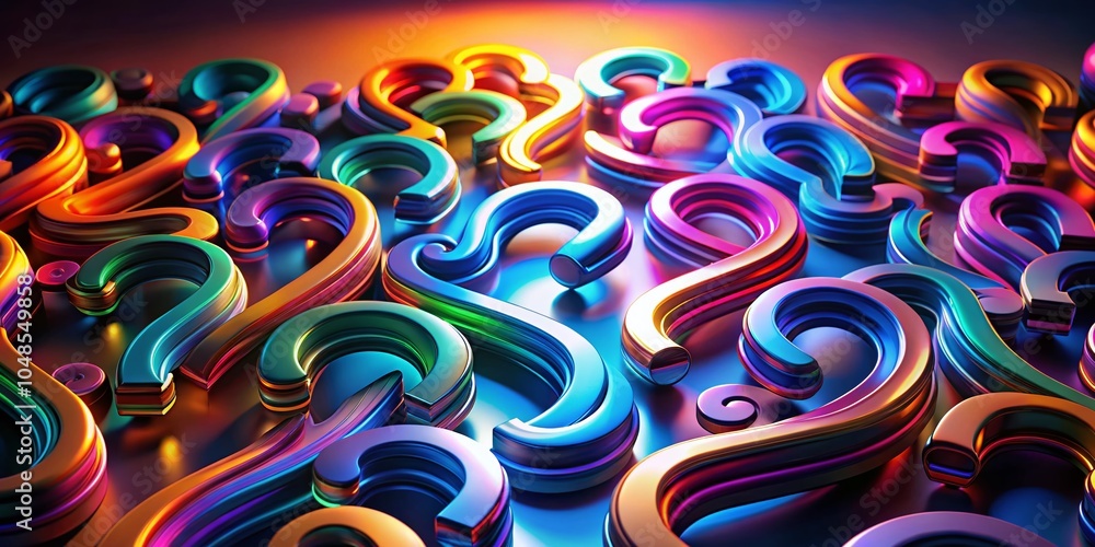 Poster abstract interlocking question marks in 3d design for creative minds