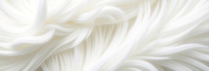 Obraz premium Soft, flowing white fur texture fills the frame, creating a calming and luxurious feel. The delicate strands weave together seamlessly, perfect for backgrounds or banners
