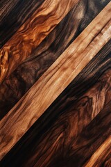 Diagonal Wood Grain Texture - Dark Brown and Golden Tones - Natural Background Pattern.