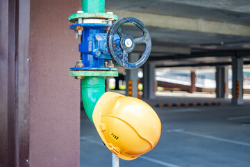 Modern fire hydrant installed in a residential complex highlighting fire safety and equipment for...