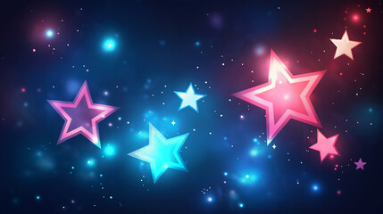 Illustration Glowing Stars on Dark Blue