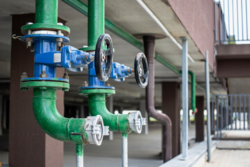 Modern fire hydrant system in a residential complex ensuring fire safety and emergency readiness...
