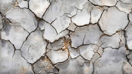 Cracked Surface Texture on Weathered Gray Wall