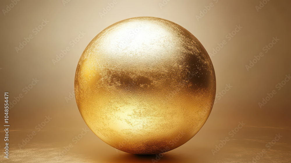 Poster golden sphere artistic render with clipping path for graphic design and branding concepts