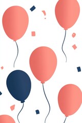 Vibrant Balloon Celebration in Shades of Coral and Navy Blue