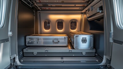 Fototapeta premium Interior of a Modern Cargo Space with Luggage