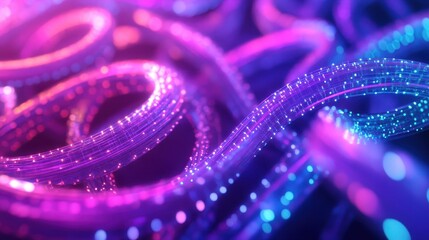 Fototapeta premium Abstract Purple and Blue Neon Lights with Bokeh Effect - Digital Art Background