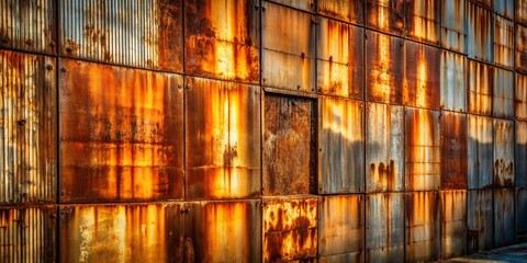Aerial View of Weathered Metal Wall with Unique Texture and Patterns for Industrial Photography