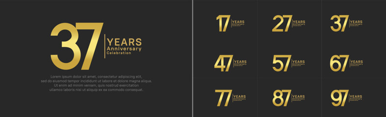 anniversary logo set. vector design golden color can be use for special moment
