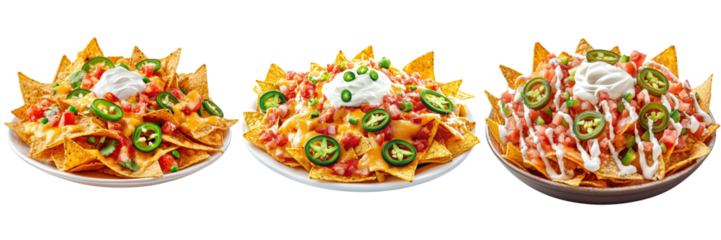 Ultimate nachos feast a cheese and jalapeno delight, collection, clipart, isolated on transparent background.
