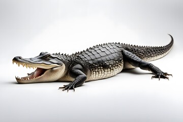 Fototapeta premium Chinese alligator on white background, Ai Generated