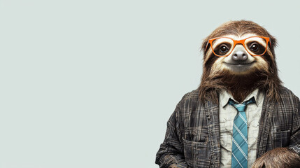 Sloth in Glasses and Tie