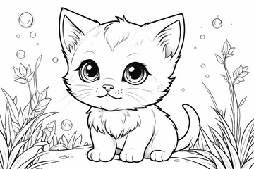 Obraz premium Beautiful Cat Coloring Pages for Children with Playful and Charming Feline Characters