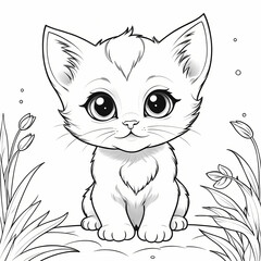 Obraz premium Beautiful Cat Coloring Pages for Children with Playful and Charming Feline Characters