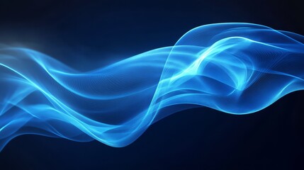 Fototapeta premium Ethereal Blue Wave Flow on Dark Background
