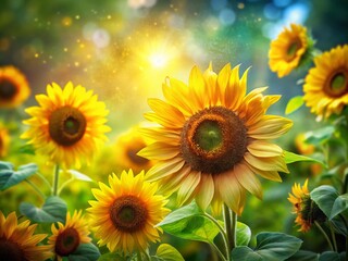 Obraz premium Beautiful Watercolor Sunflower and Leaf Illustrations - Nature Art for Decor and Inspiration