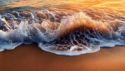 Beach waves, vibrant colors, dynamic scenes, beach setting, inviting