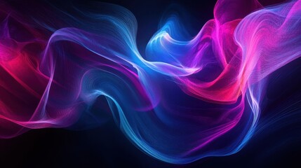 Abstract Blue and Pink Neon Light Waves Background for Digital Design