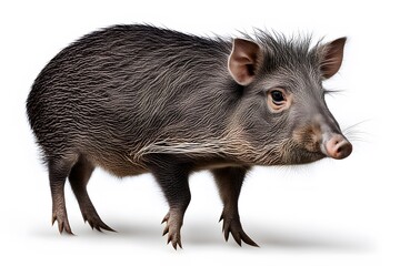 Collared peccary on white background, Ai Generated