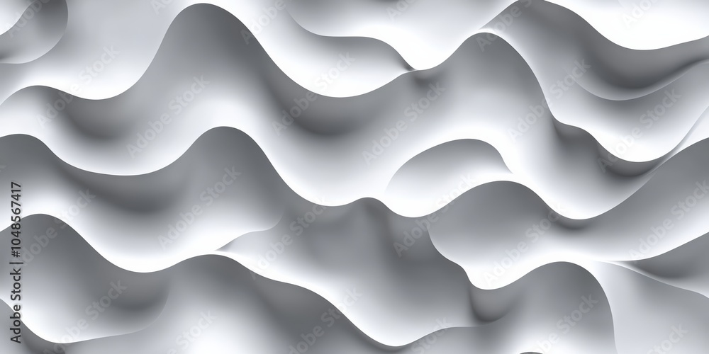Poster seamless of flowing abstract geometric wave patterns in monochrome digital art design