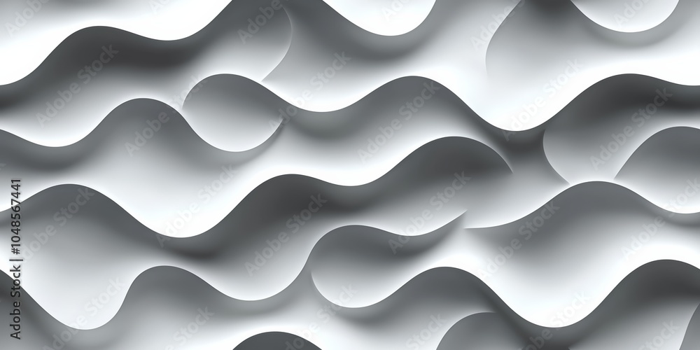 Poster seamless of flowing abstract waves and curves in monochrome minimal design background