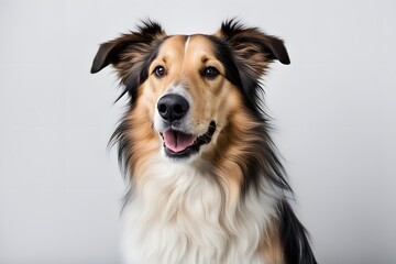 Collie mix on white background, Ai Generated